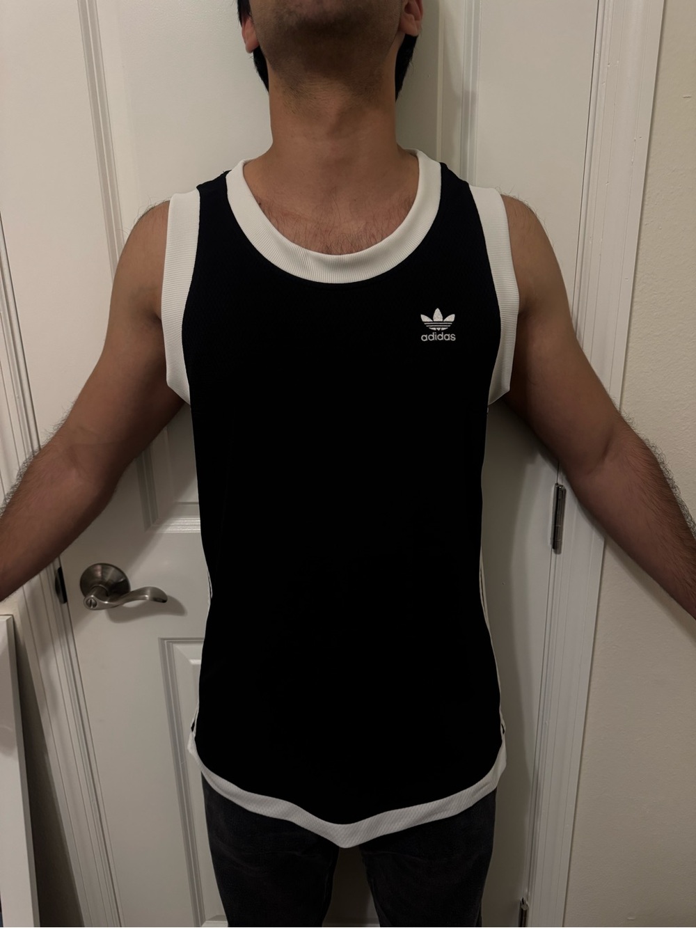 adidas Black Tank Top with White Trim - Men's Athletic Singlet